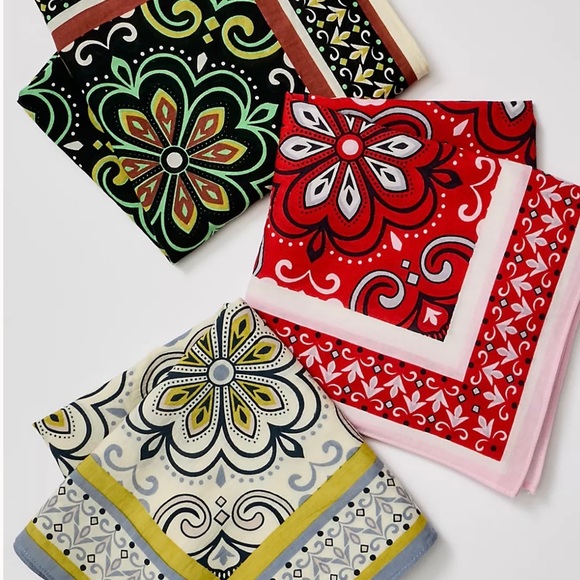 Free People Mod Mosaic Print Bandana Scarf - Picture 2 of 6